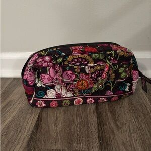Vera Bradley Pink and Green Floral Cosmetic Bag